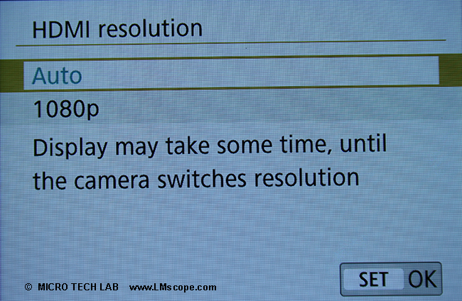 Canon EOS 250D HDMI Auflsung einstellen
