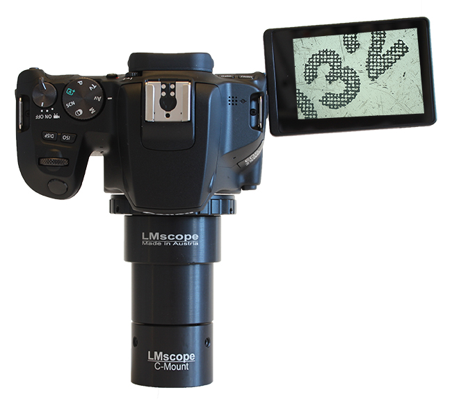 Mikroskop Adapter mit integrierter Optik mit C-Mount Anschluss: Canon EOS 250D Cmount Adapter für Fototuben