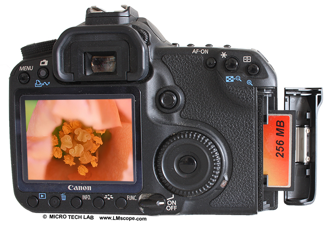 Canon EOS 50D microscopecamera: memory card slot