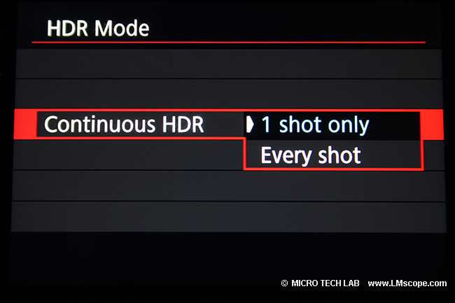 Canon EOS camera HDR mode