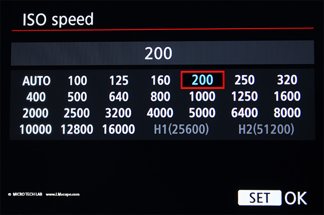 Canon EOS 7D II gute ISO Werte fr die Mikroskopie