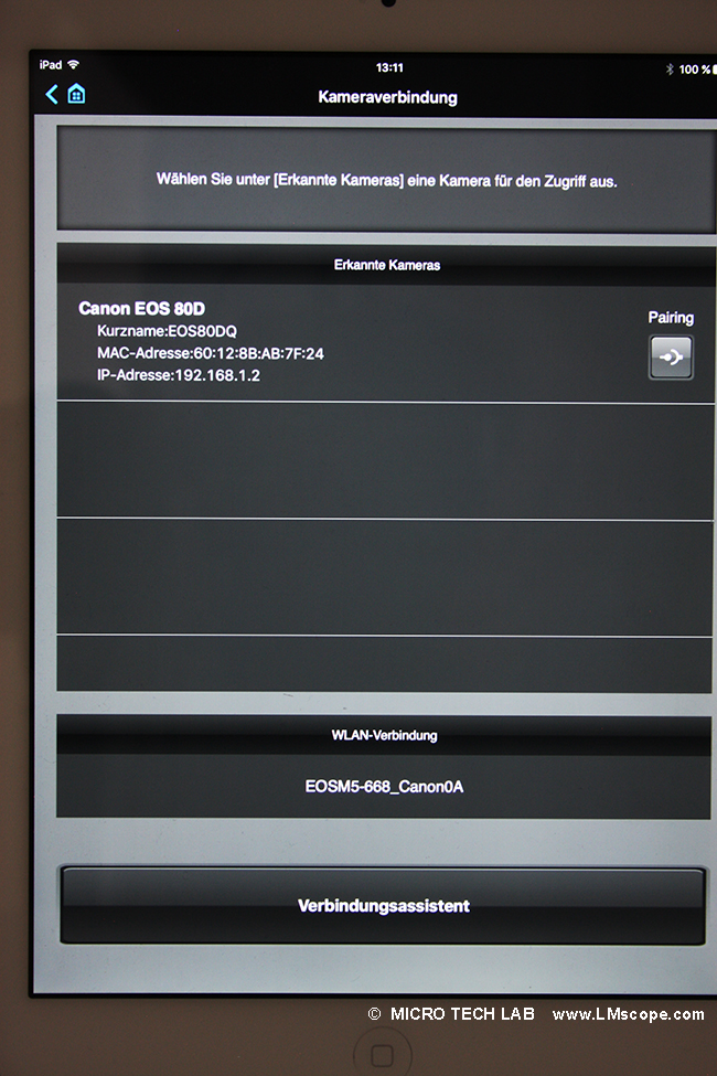 Canon EOS 80D conecte con iPad