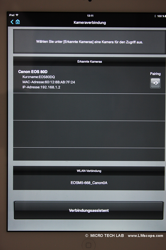Canon EOS 80D connect camera to iPad