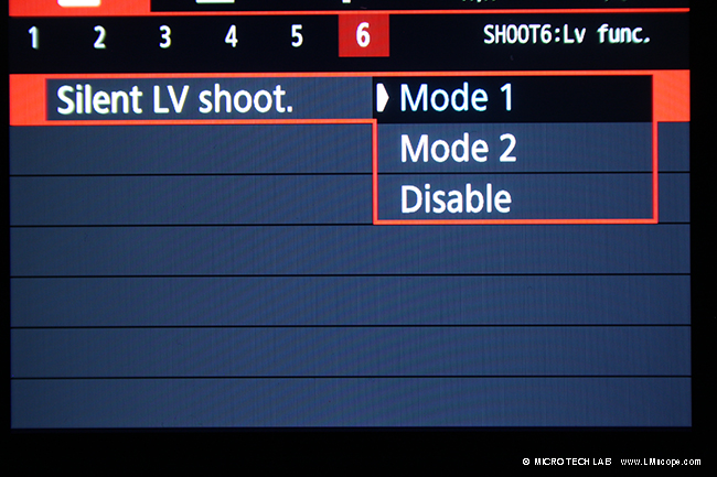 Canon EOS APS-C silent lv shoot mode