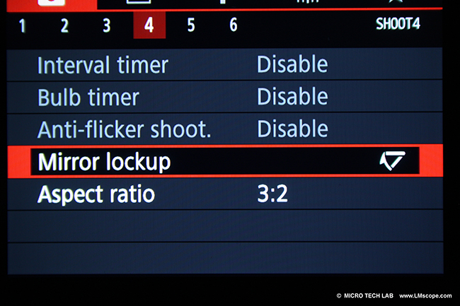 Canon EOS 80D declenchement prealable du miroir