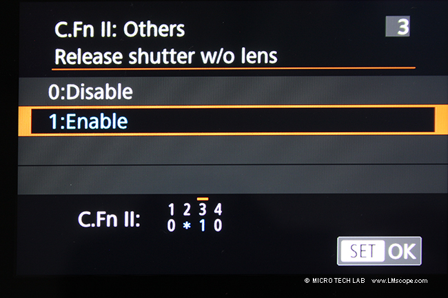 Shutter release without lens enable