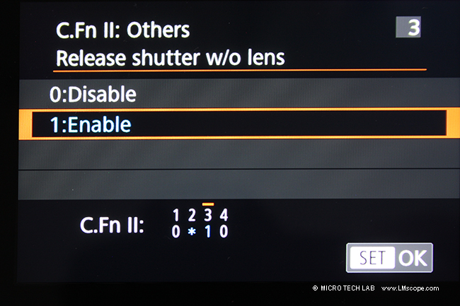 Canon EOS Auslsesperre deaktivieren Adapterlsung MIkroskopkamera