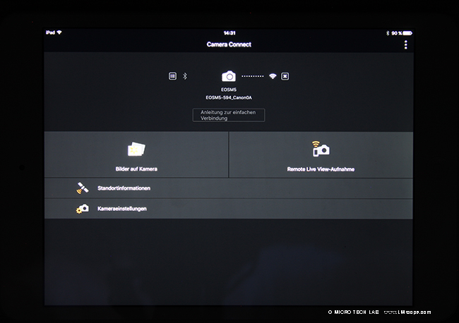 Verbindungsaufbau Canon Camera Connect EOS DSLR DSLM