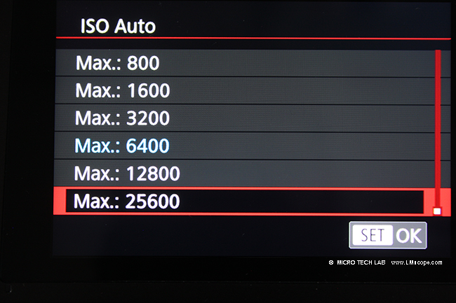 Canon EOS microscope camera ISO range