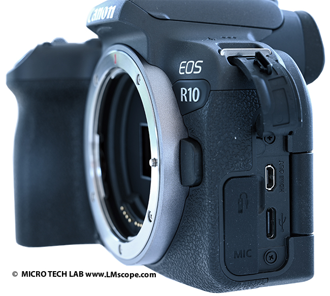  Canon EOS R10 APS-C camera with HDMI mini connector, USB-C