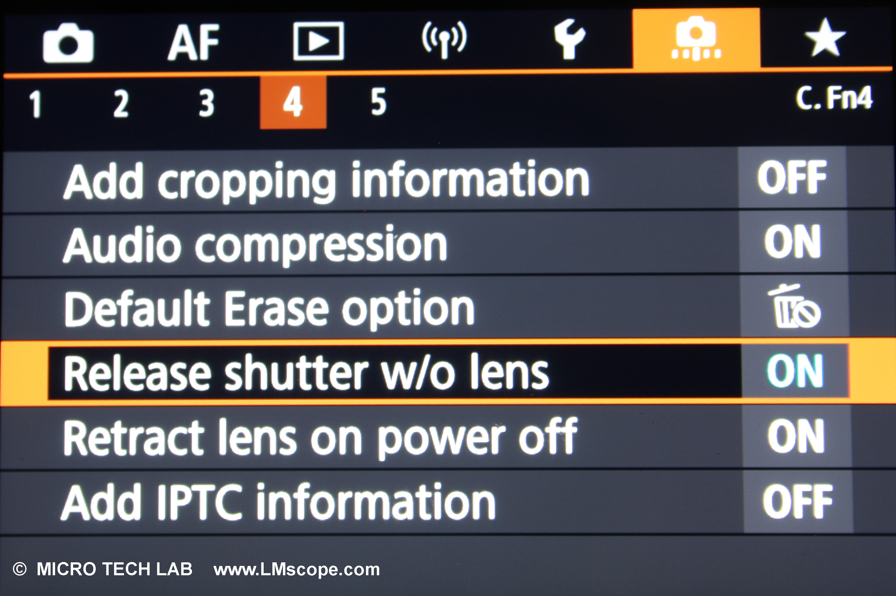 Canon EOS R5 deactivate auto release lock working without CPU lenses