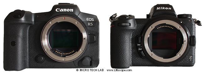 Größenvergleich Mikroskopkameras Canon R5 und Nikon Z7