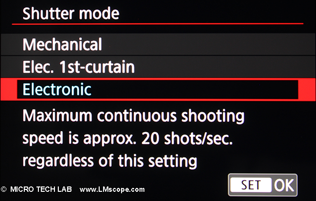 Canon EOS R5 Verschlussmodus elektronisch