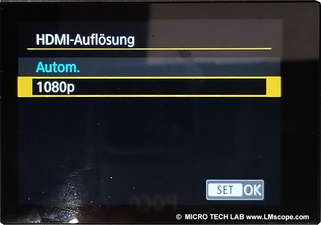 HDMI Auflsung Canon EOS R8 Mikroskopkamera
