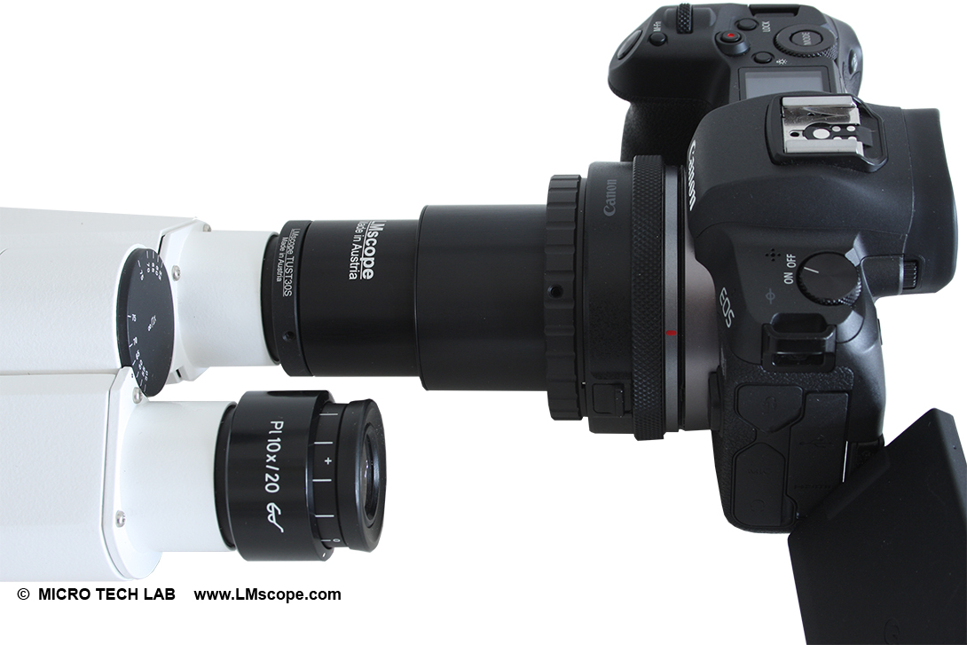 eyepiece adapter on eyepiece tube with Canon EOS R