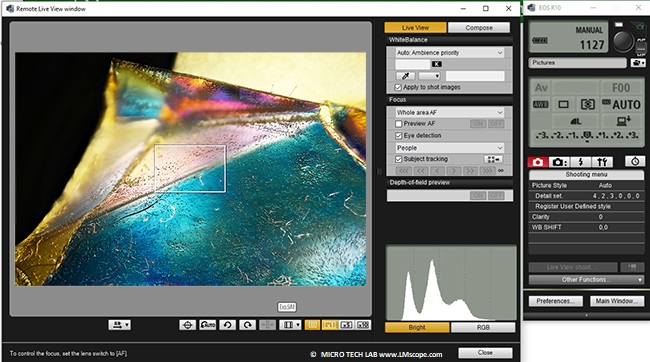 Canon EOS R10 Livebild Remote shooting, Mikroskop Adapter, Aufsatz