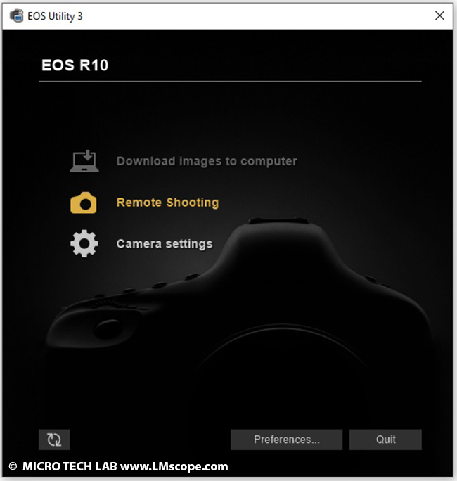 Canon EOS R10 Remote shooting am Mikroskop