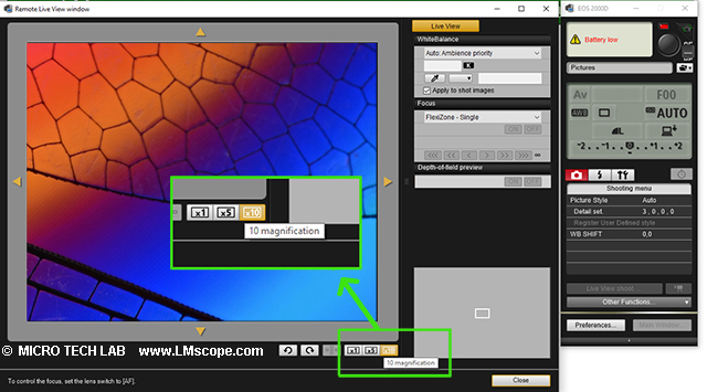 Canon EOS Lupenfunktion vergrern,  Mikroskopadapter