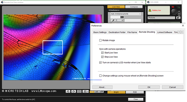 Canon EOS automatic rotation, remote shooting