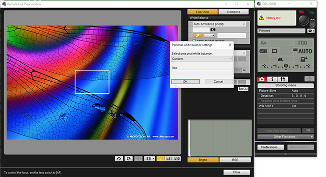 Canon EOS Kmaera, Weiabgleich Software tolle Mikroskopfotos