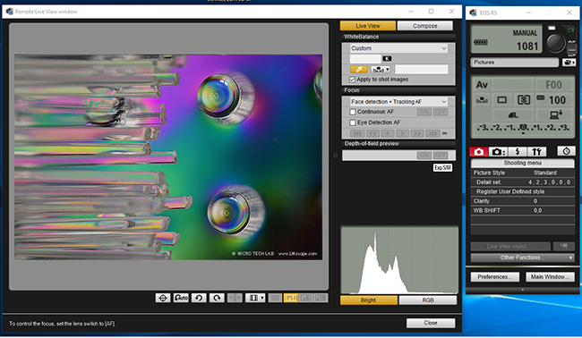 Canon EOS Uitlity software EOS R5 DSLM microscope camera adapter