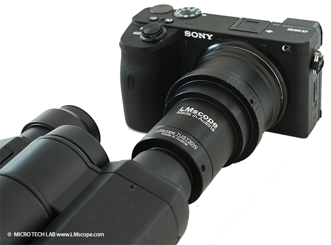 Eyepiece adapter, eyepiece camera: Nikon Eclipse Ei if no phototube is available, it can be mounted on the eyepiece tubeOkularmontage