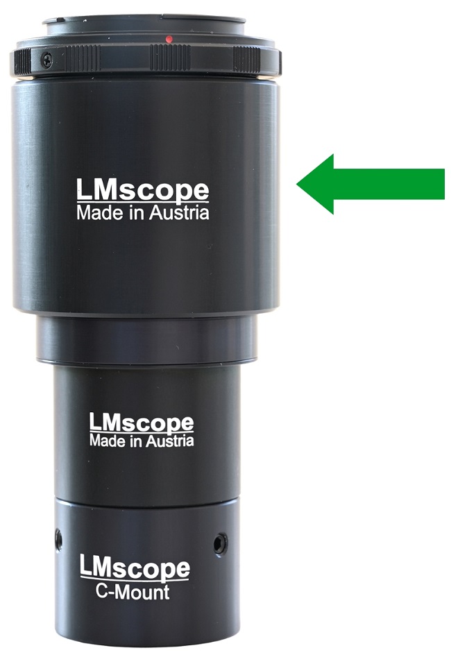 LM microscope adapter with 2x magnification module