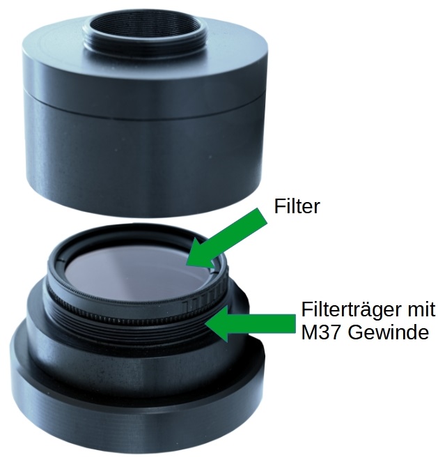 Filterträger Adapterlösung Polfilter, Grafufilter, UV-Filter, IR-Filter C-mount 1x port