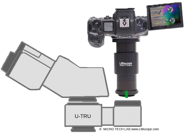 Olympus CX41: Montage einer Digitalkamera am Olympus U-TRU Zwischentubus (Strahlenteiler)