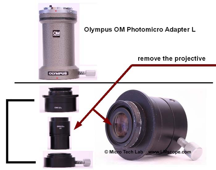 Olympus OM Photomicro adapter L lens remove