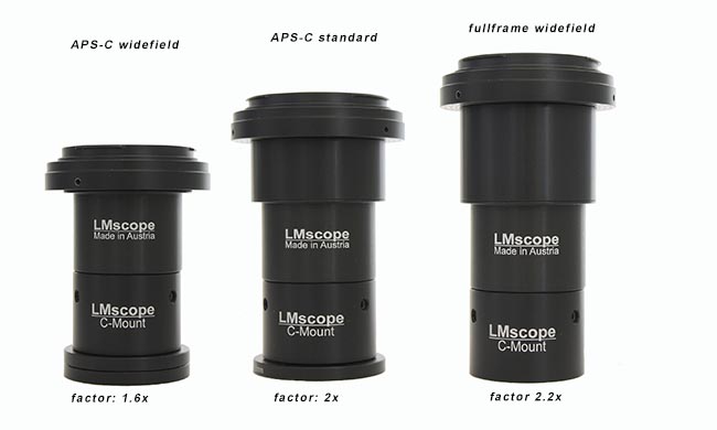 LM adapter solution widefield for APS-C, fullframe sensor, standard, field of view, fov, planachromatic optical system