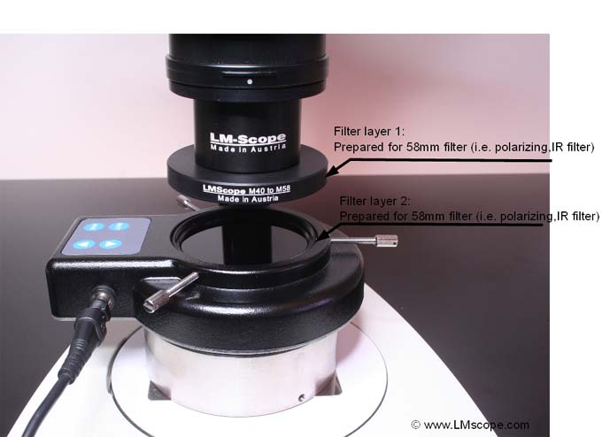 microscope adapter polarisation filter transperancy unit