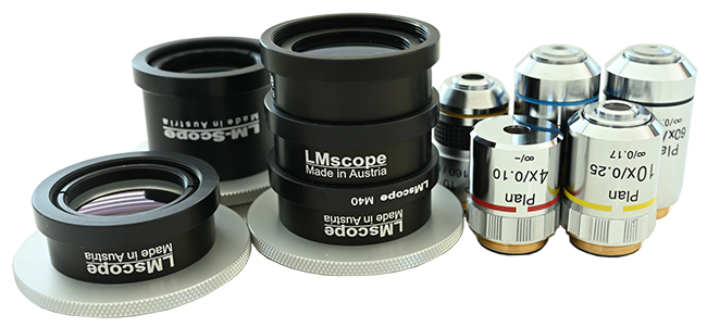 LM Plan lenses 2.5x, 5x, 7x, 4x, 10x, 20x, 40x, 60x
