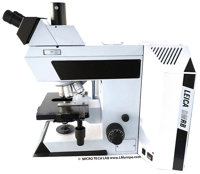 Leica DMRB research microscope with photo tube, equipped with digital cameras DSLR, DSLM, C-mount cameras