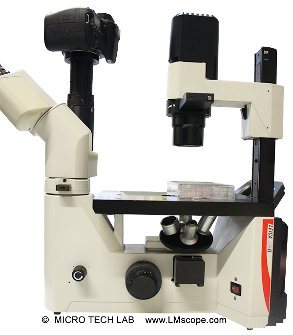 inverse microscope dm il with lm digital adapter and dslr