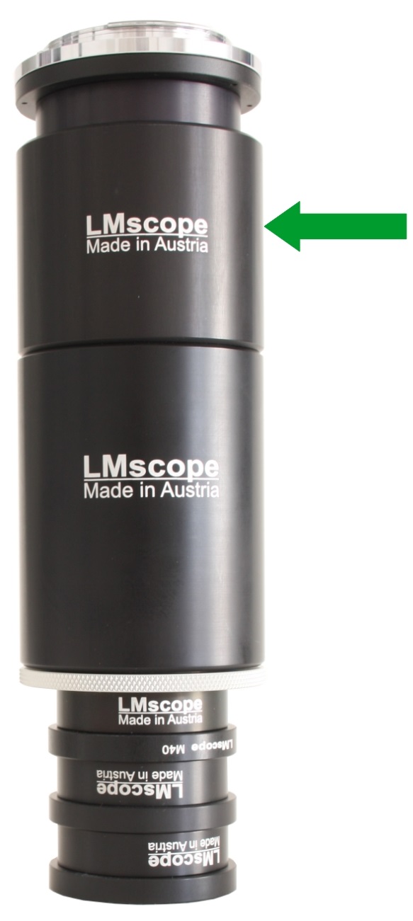 LM macroscope lens unit with magnification module 2x