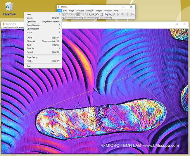 ouvrir le menu File ImageJ photo