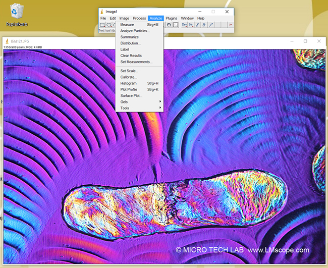 analyse ImageJ logiciel gratuit autocorrelation, histogram, cell counter, spectrum extractor