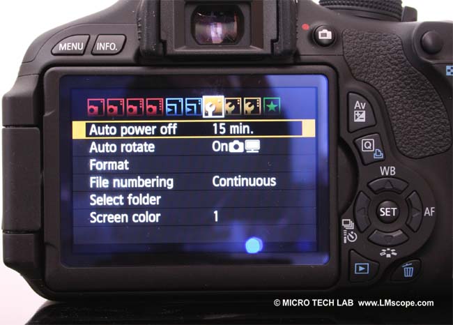 Canon EOS 600D: Changing the time interval