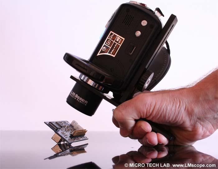 LM macro lens with videocamera Aiptek AHD H5 Extreme full HD