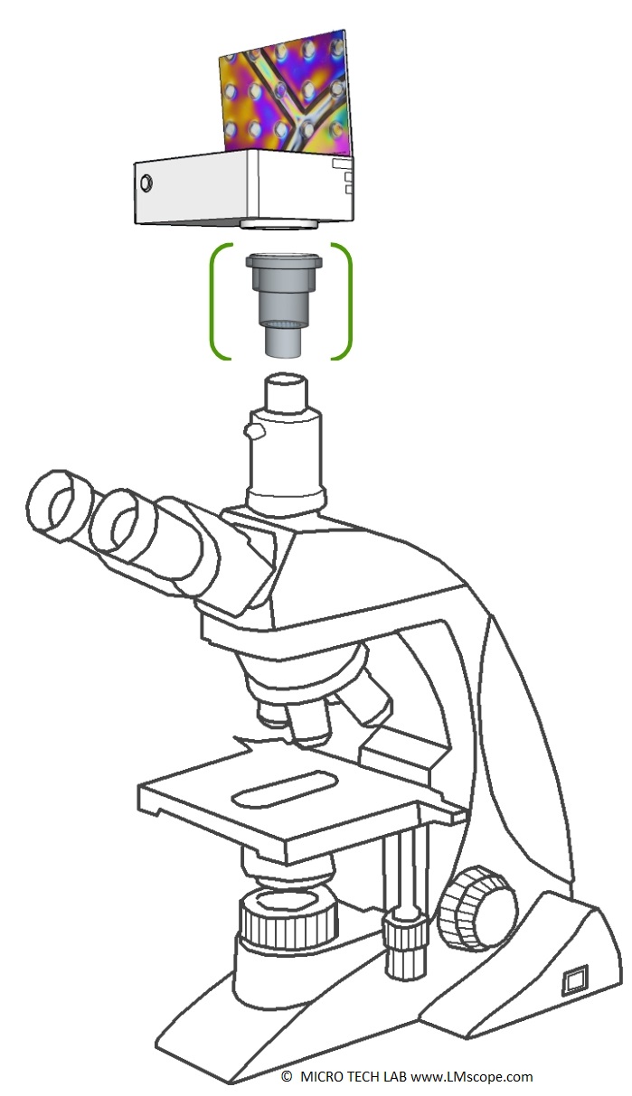 Amscope T610 laboratory microscope, camera adapter, microscope adapter, low budget, large sensor, high quality photos