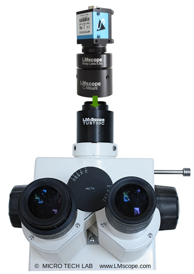 Mikroskop Adapterlösung für Imaging Source Industriekamera auf Mikroskop mit Fototubus