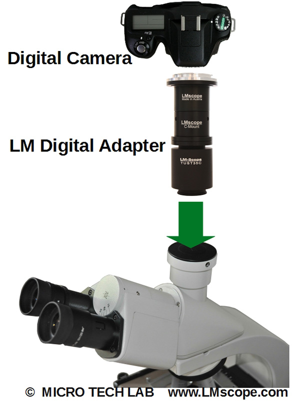 Leica DM 1000 Trinokulartubus aus der Gruppe DM1000 - 3000 mit LM Digital Adapter und DSLR
