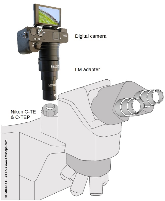 Modern digital cameras; Mounting adapter solution for Nikon Eclipse photo tube C-TE with C-TEP