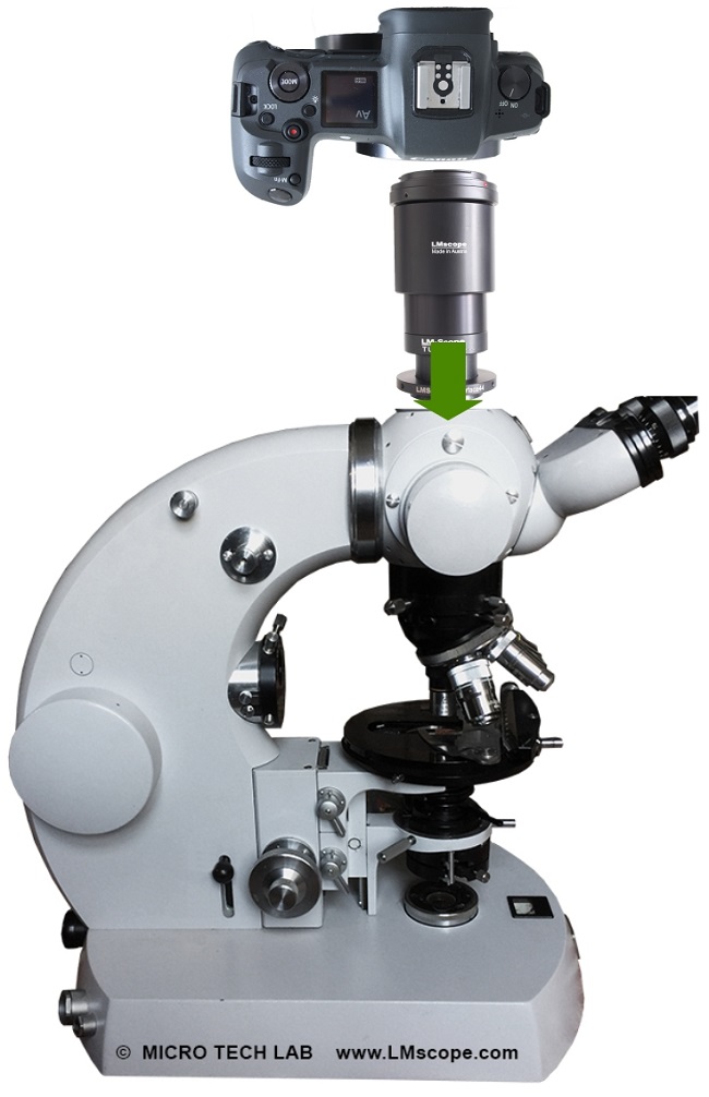 Mount modern DSLR DSLM system cameras on old Zeiss microscopes