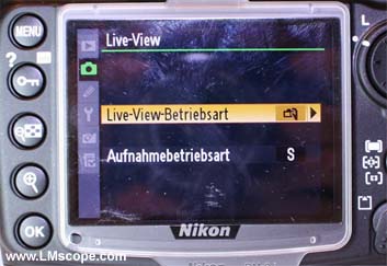 Live view mode Olympus DSLR