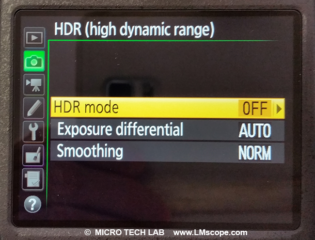 Einstellung HDR Funktion