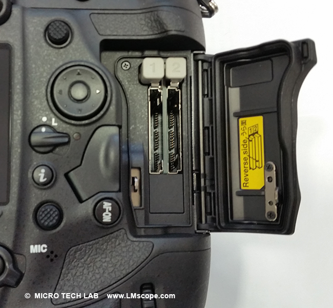 Nikon D5 card slot for storing