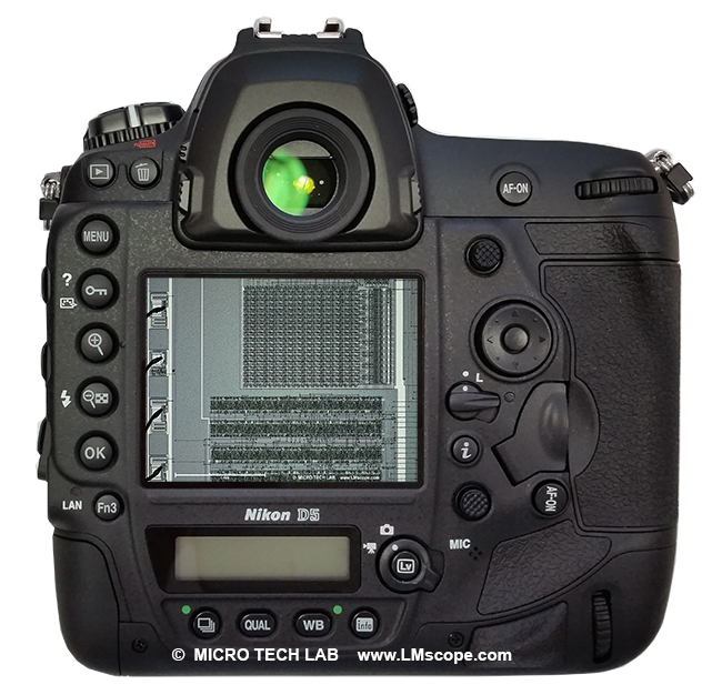 Nikon D5 touchscreen display microscope camera