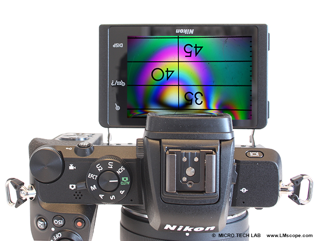 Nikon Z50 DSLM screen, microscope camera, live view mode, adapter solution